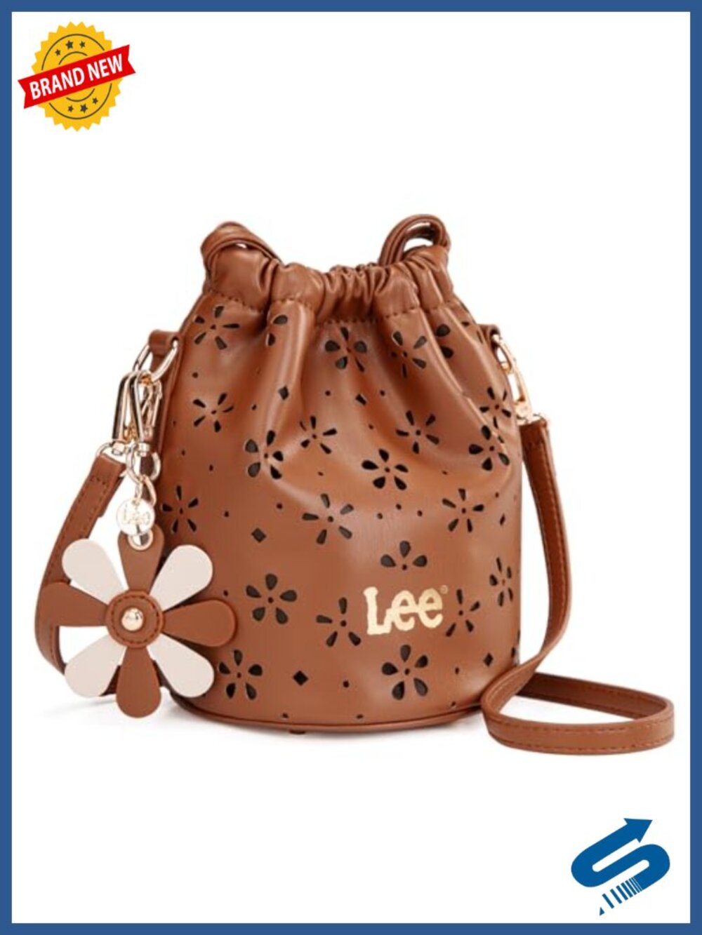 Faux Leather Drawstring Crossbody Bag with Adjustable Strap